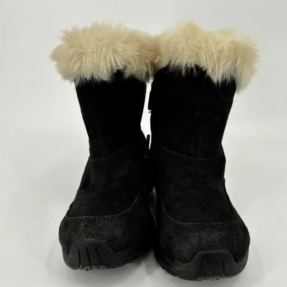 Sorel Boots Size 6.5‎ Black Suede Leather Faux Fur Size Side Zip Northern Lite